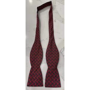 Ferrell Reed 100% Silk Bowtie Bow Tie Red Paisley Adjustable Self Tie